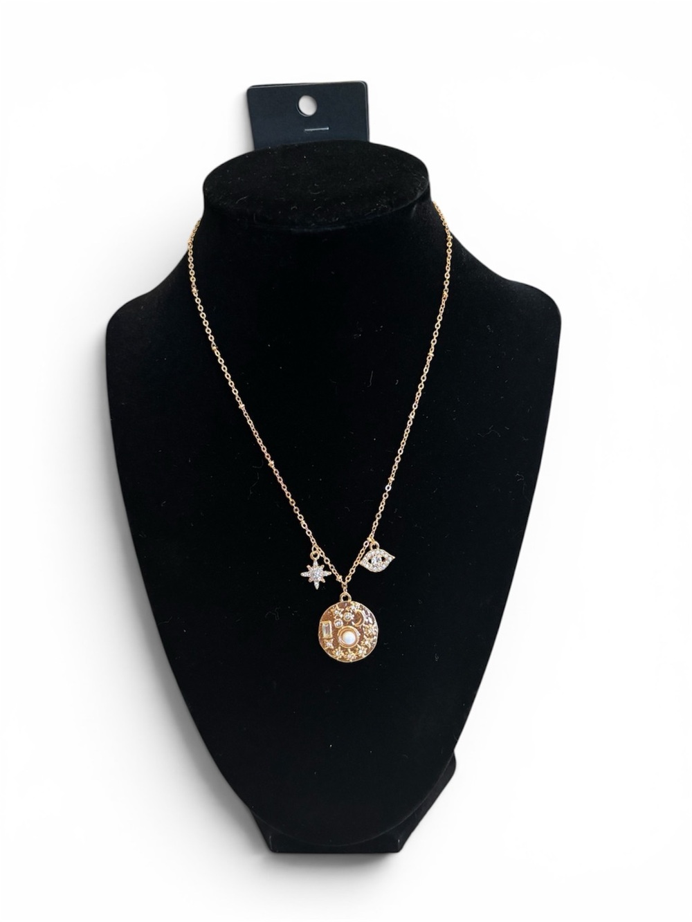 Gold Pendant Necklace with Charm Accents - Women Jewelry 🧿